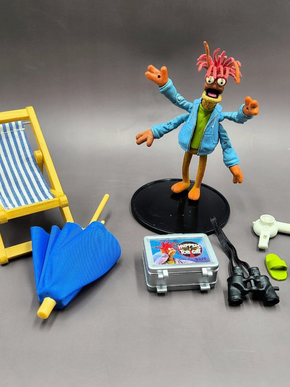 Palisades Pepe Prawn Figure Playset - Beach Vacation - Muppets Tonight Loose